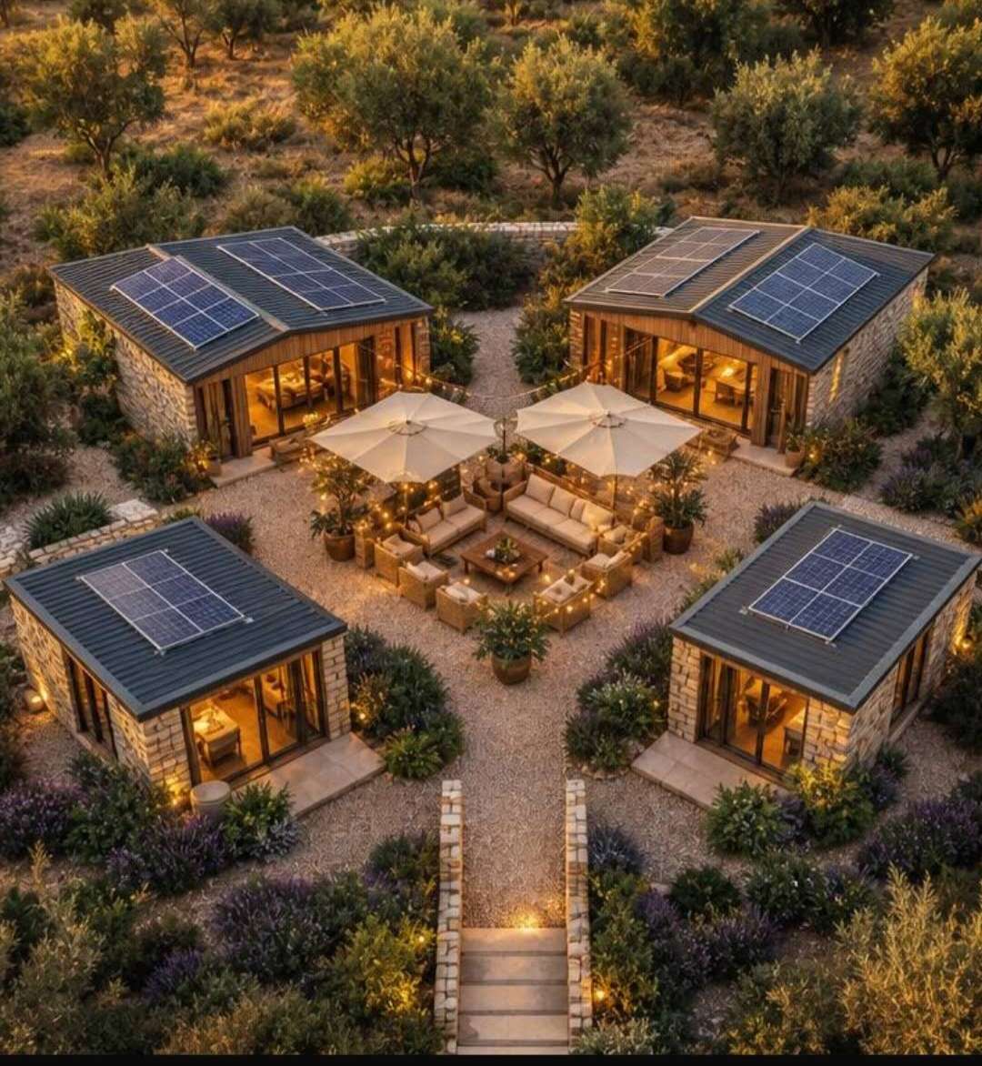 4 eco-chalets with solar panels