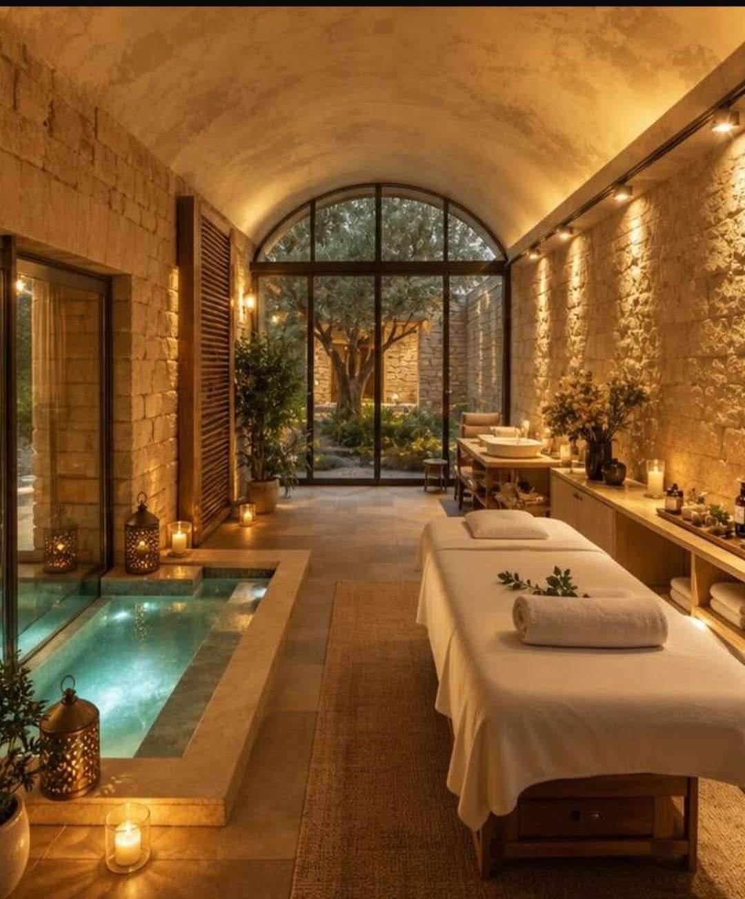Private spa room with pool